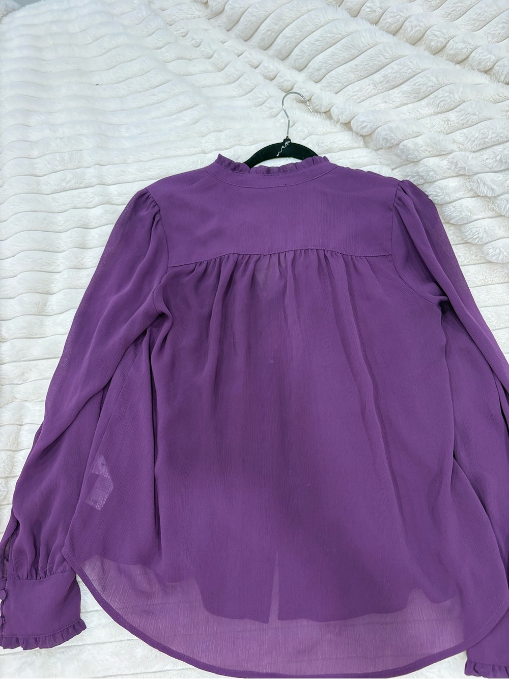 Dynamite Violet Ruffle-Neck Button Front Blouse - Picture 4 of 4